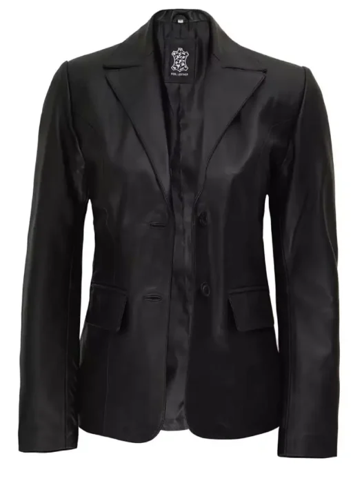 womens two button black blazer